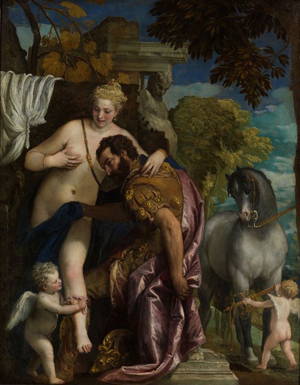 Mars and Venus United by Cupid Paolo Veronese 1570's Public domain