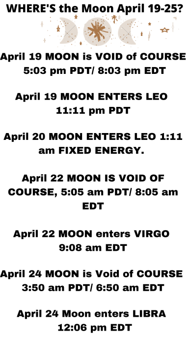 the moon this week aprol 19-25